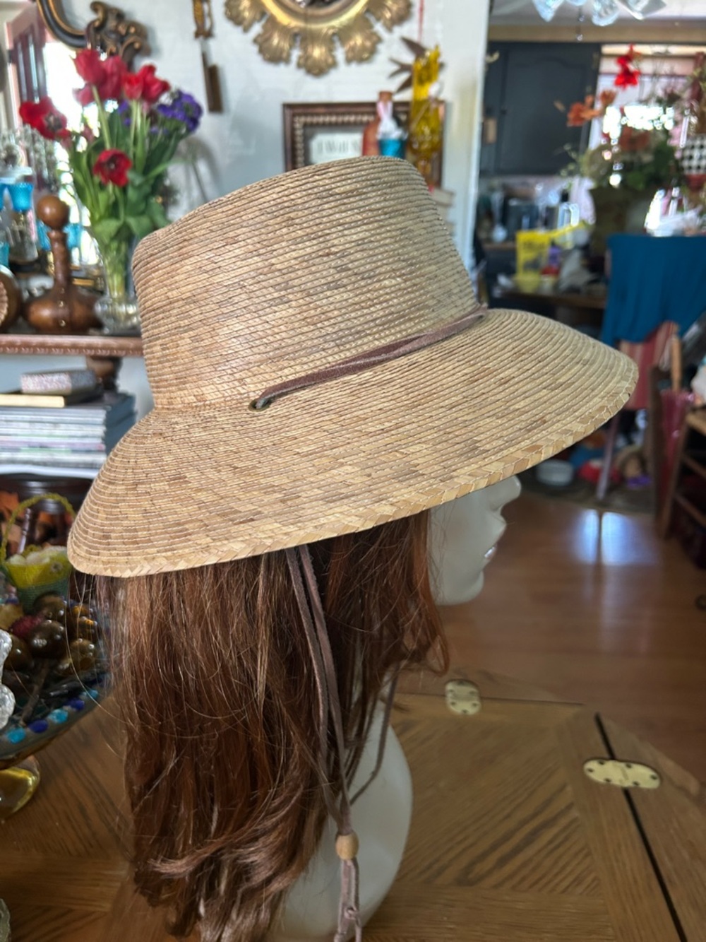 Vintage Straw Sun Hat with Chin Cord - Picture 4 of 10
